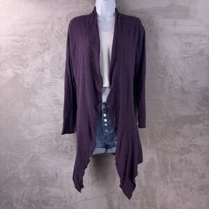 Eileen Fisher Cardigan Womens Size Medium Purple Open Front Draped Lightweight